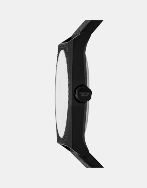 Diesel Men's Scraper three-hand black leather watch- BLACK, 3 of 4