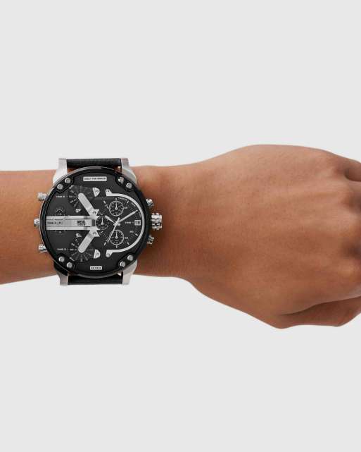 Diesel montre multifonction mr. daddy 2.0 en cuir noir pour homme, 2 de 4