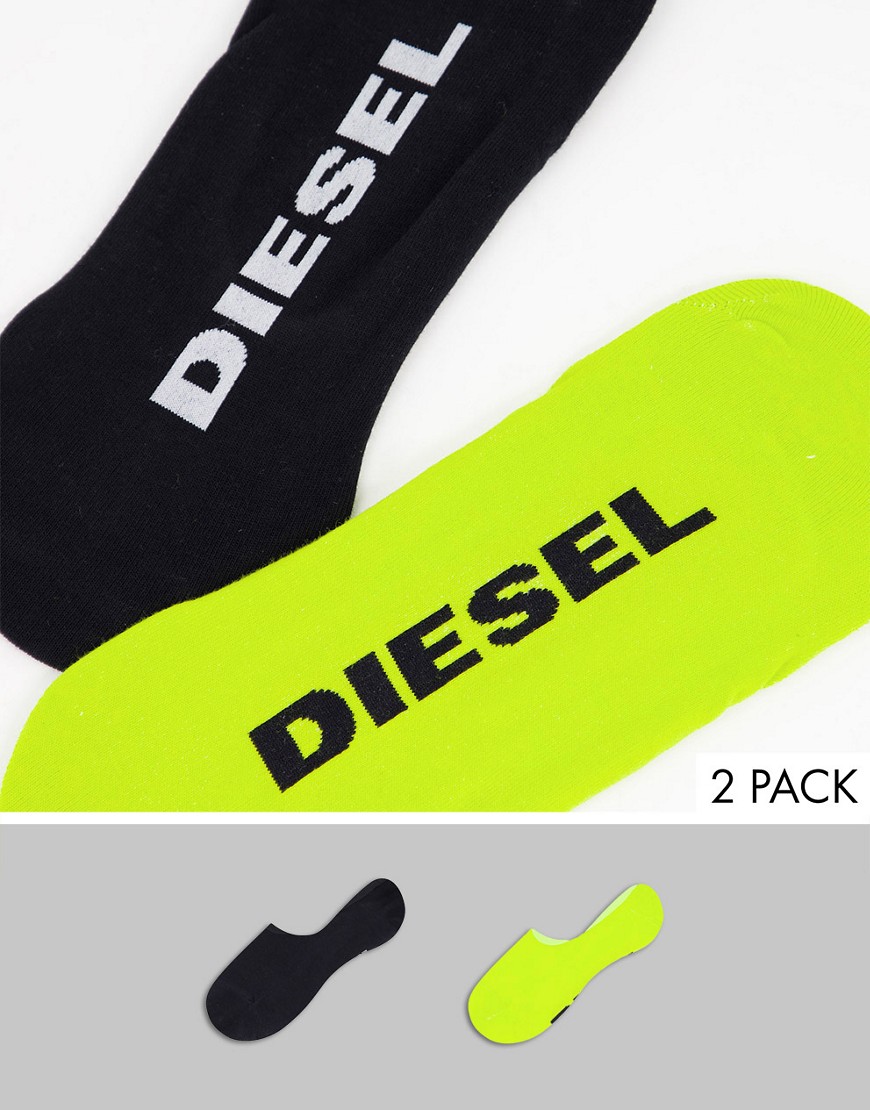 Diesel no show socks in black/yellow-Multi