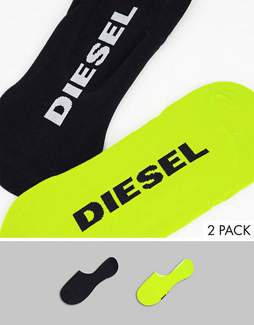 Diesel no show socks in black/yellow