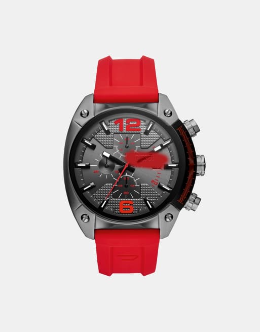 Diesel – Overflow Chronograph – Herrenuhr aus Edelstahl in Graphit und Rot