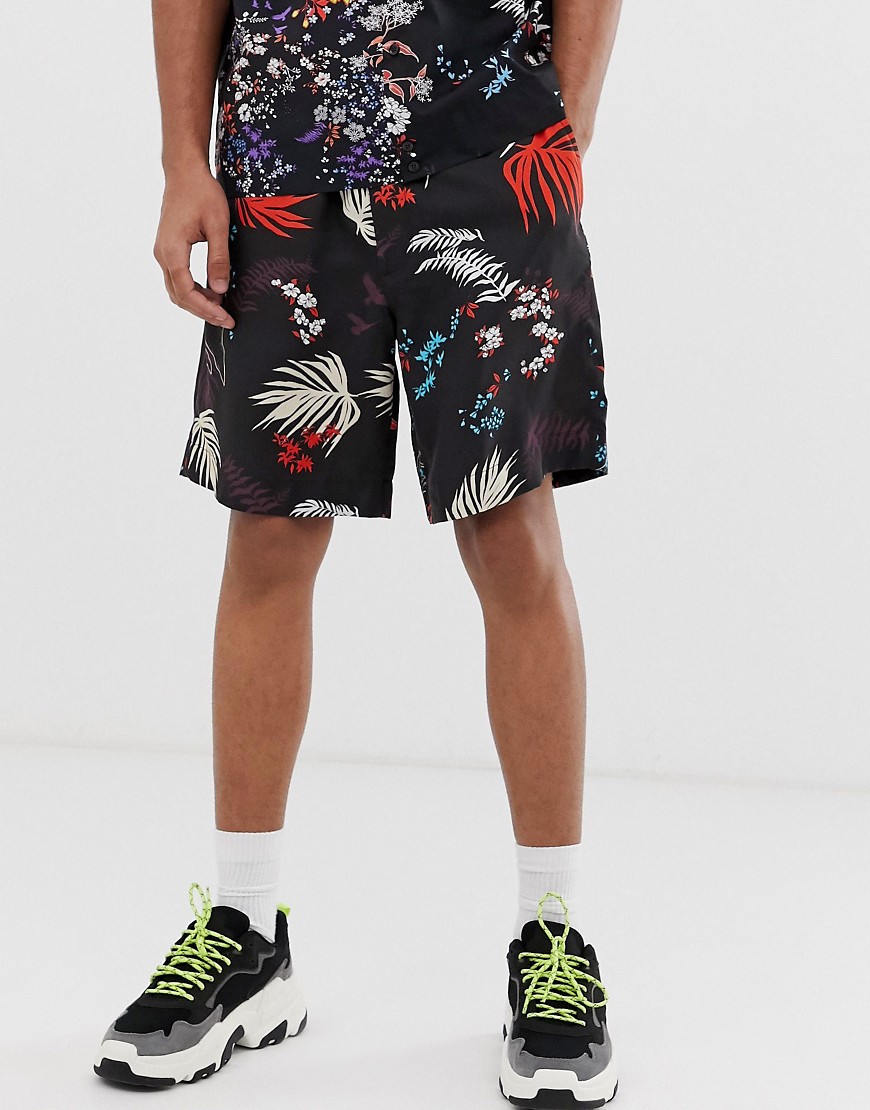 Diesel P-Notery floral print shorts in black