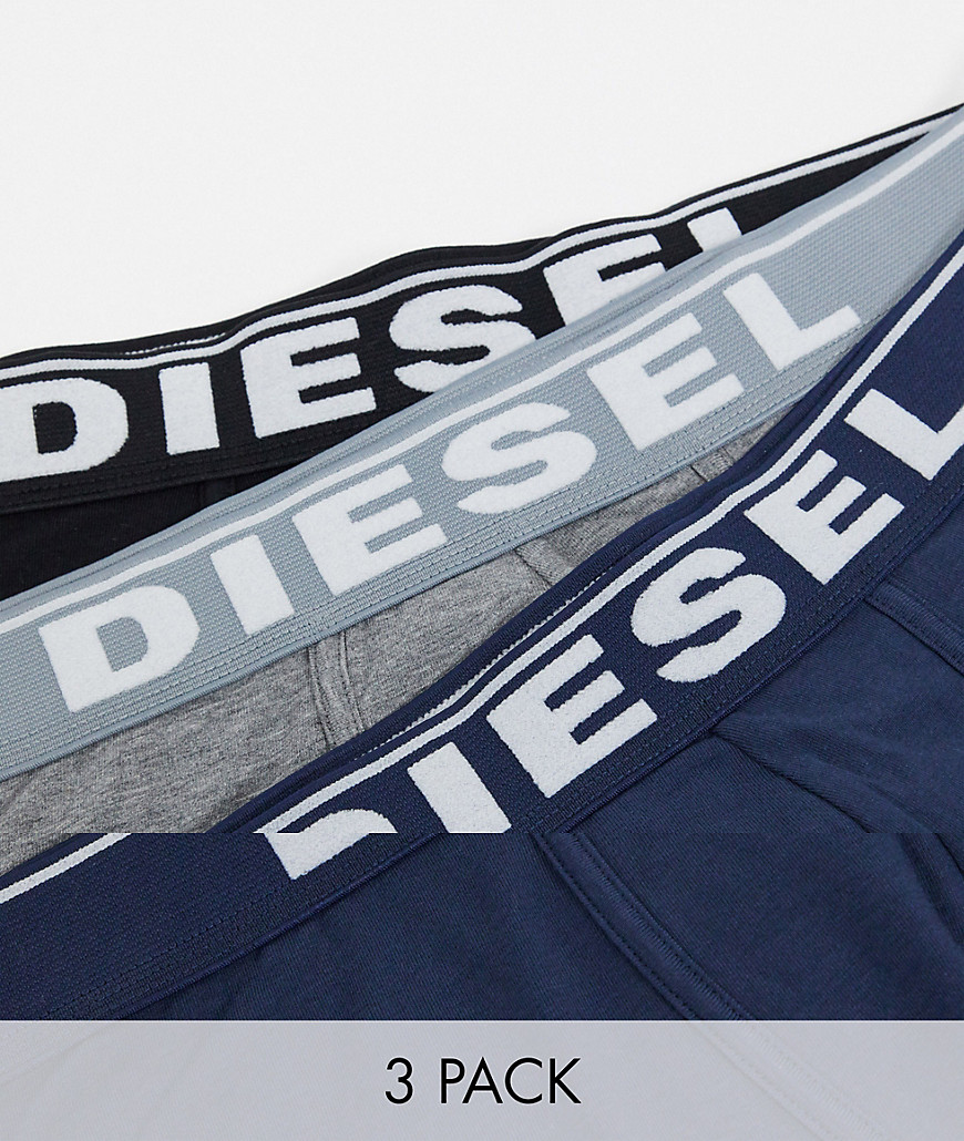 Diesel - Pakke med 3 par boksershorts i bomulds-stretch i farverne sort/marineblå/grå-Multifarvet