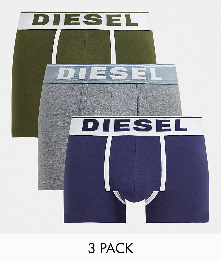 Diesel - Pakke med 3 par boksershorts i kakifarve/grå/blå-Multifarvet