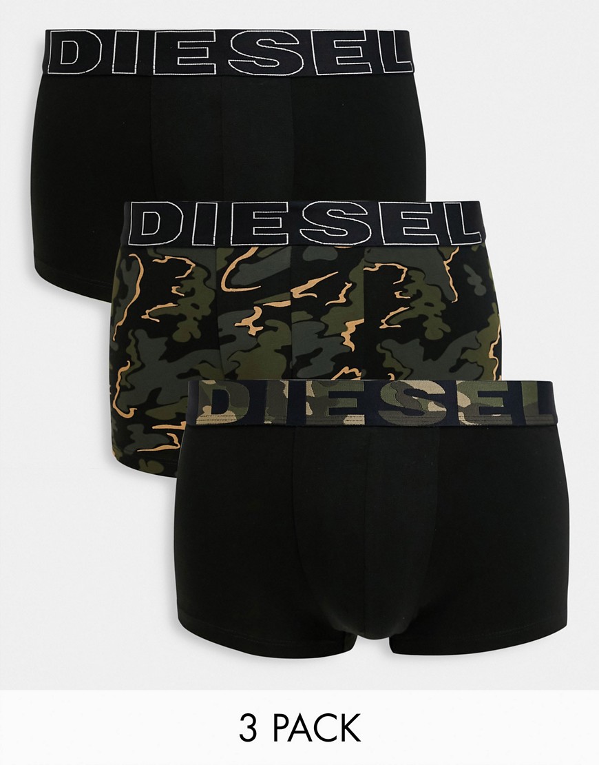 Diesel pattern trunks in 3 pack-Black