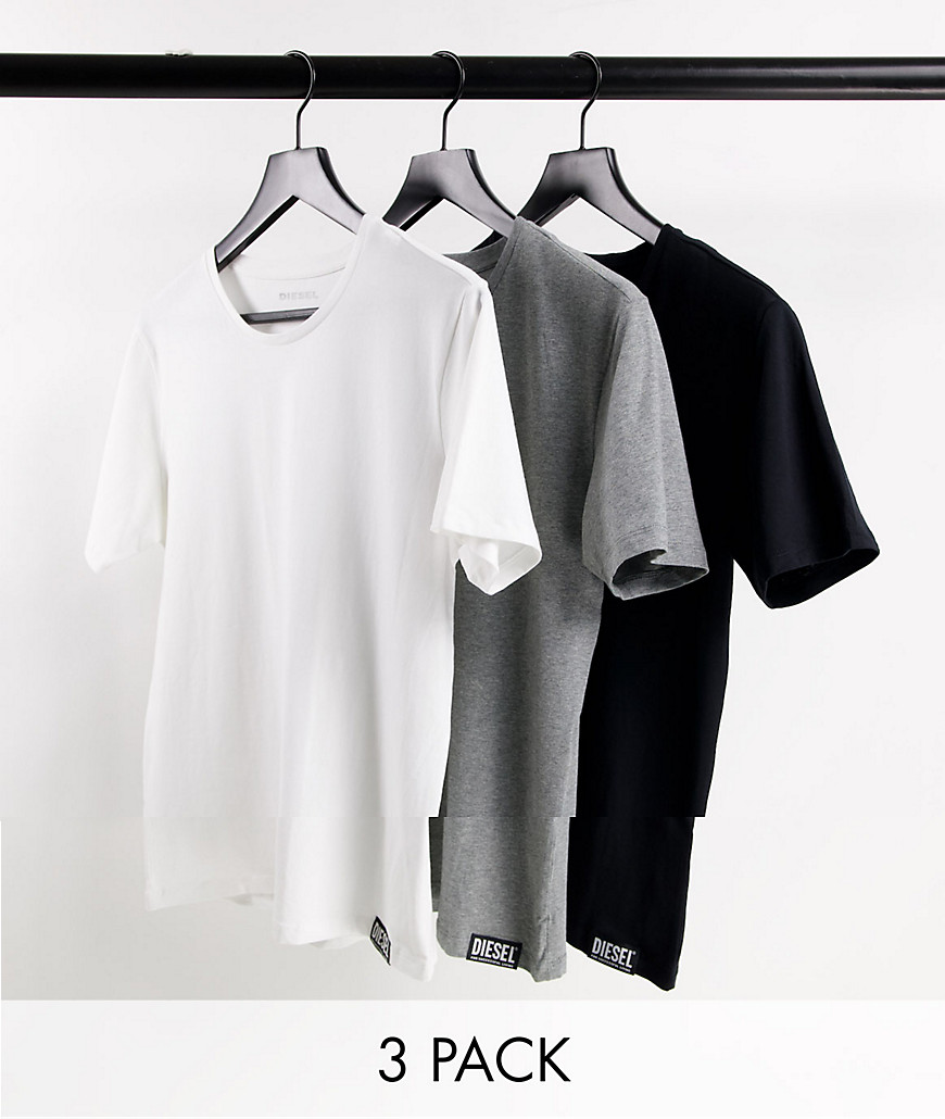 Diesel randall 3 pack t-shirts in black/white/grey-Multi