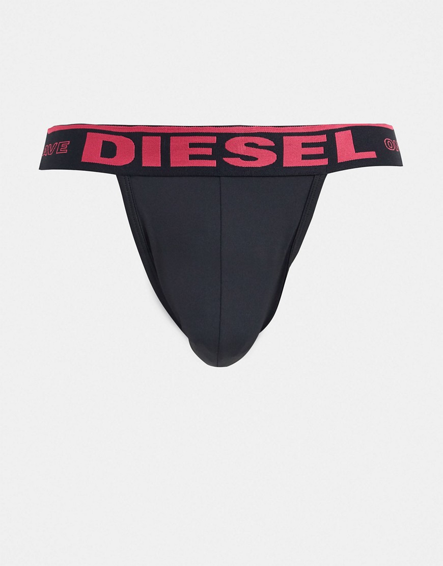 Diesel red logo jockstrap in black
