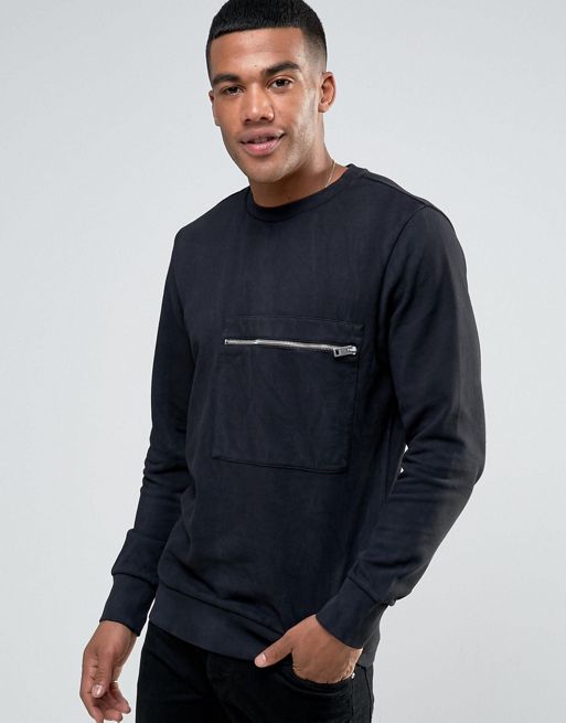 Diesel S-ACHILLE Washed Out Sweater Zip Pocket | ASOS