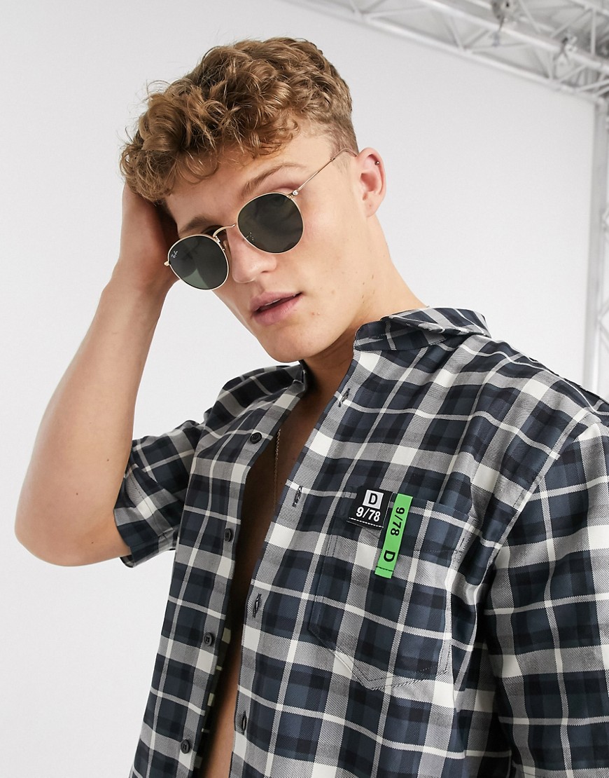 Diesel S-Atwood-A short sleeve check shirt in black