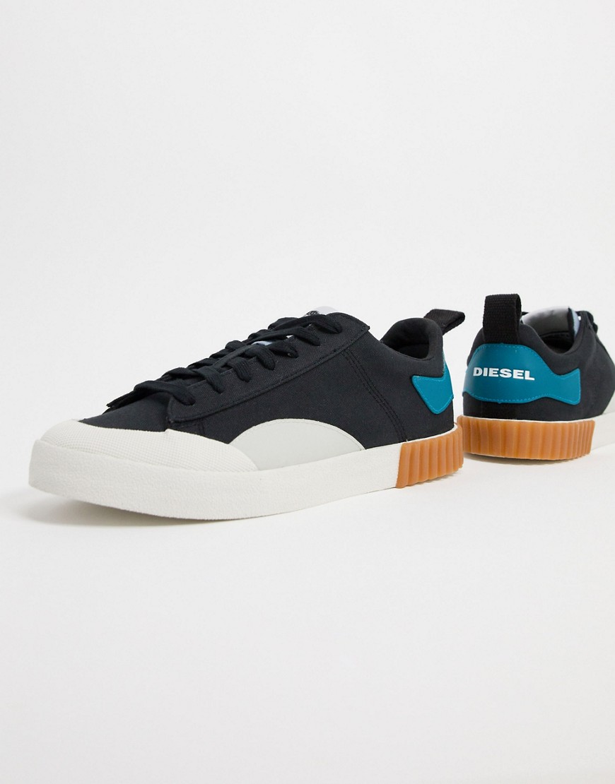 Diesel S-Bully low top canvas trainers with gum sole detail in black