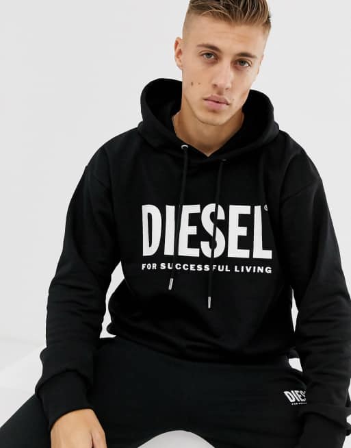 Diesel S Division large logo hoodie in black