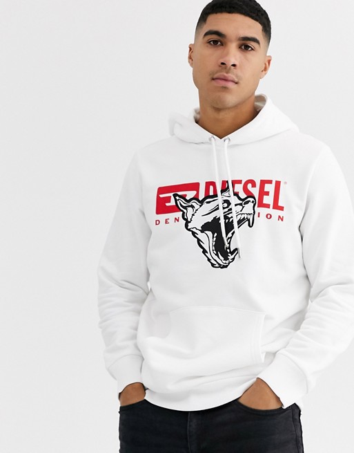 Diesel S-Gir-Hood-BX1 animal graphic hoodie in white