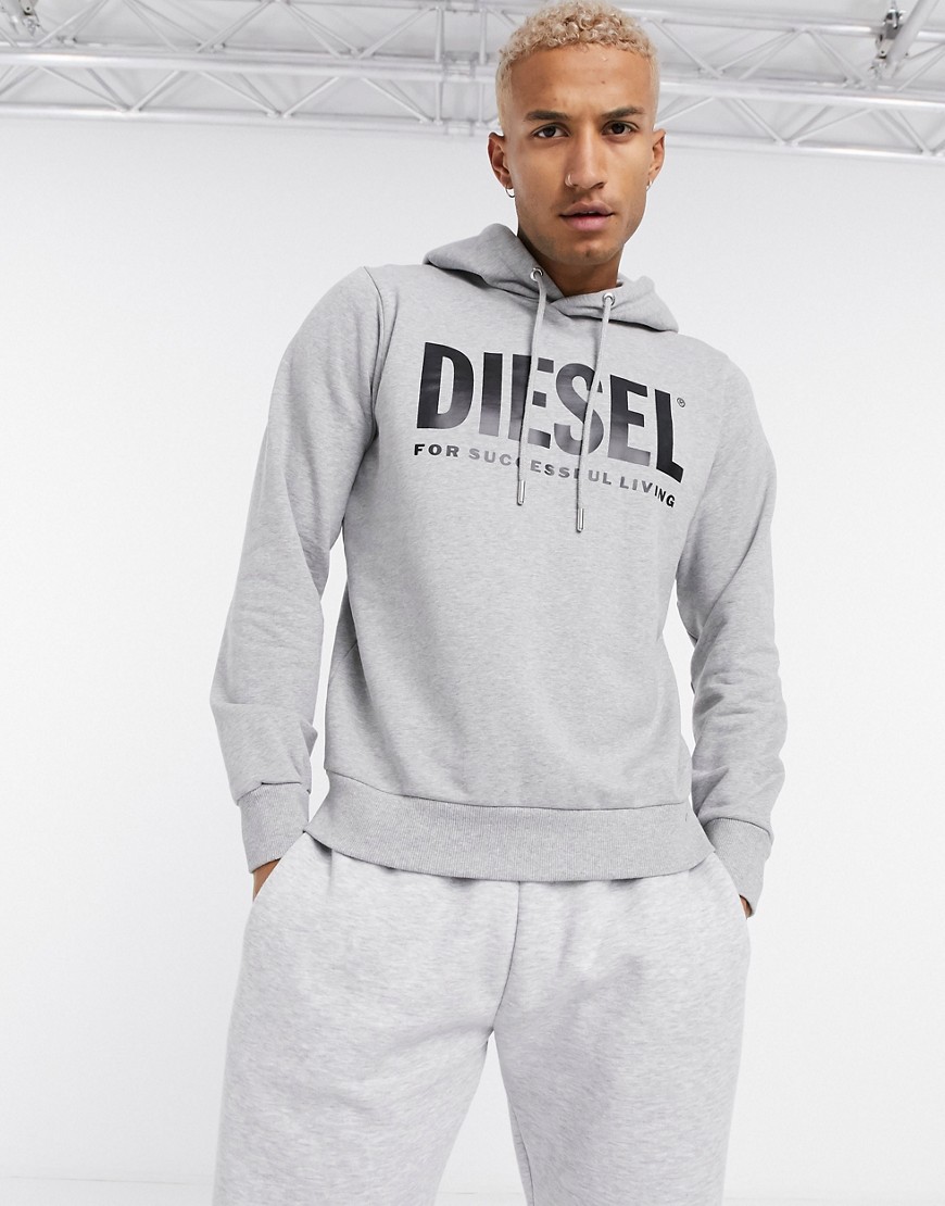 Diesel S-Gir-Hood-Division big logo hoodie in grey