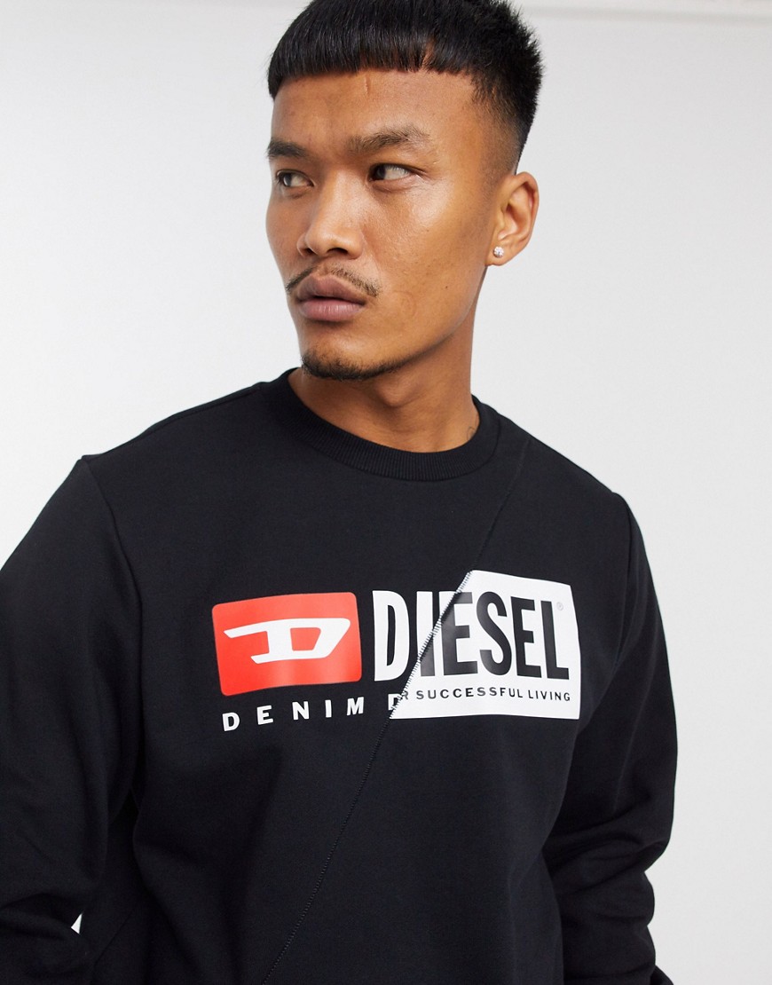 Diesel S-Girk-Cuty split logo sweat in black