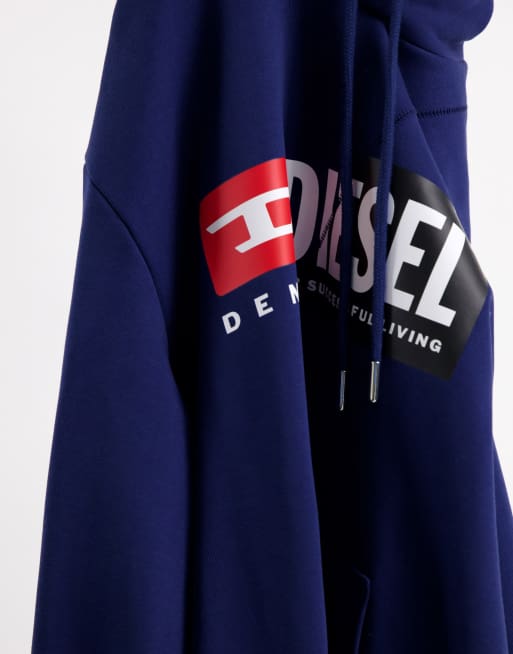 Diesel S-Girk-Hood-Cuty overhead hoodie in blue, 3 of 4