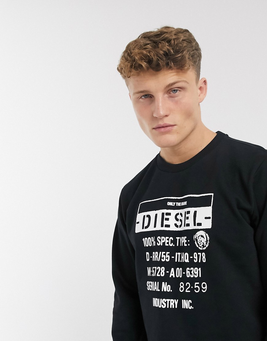 Diesel — S-Girk-S3 — Sort sweatshirt med rund hals og logo