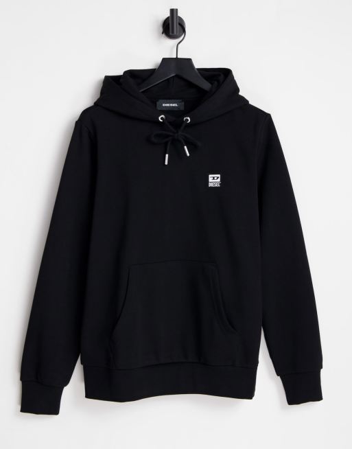 Diesel - S-Girl - Felpa nera con cappuccio e stemma con logo 