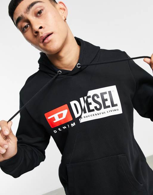 Diesel s-girl hood cuty overhead hooded sweat in black