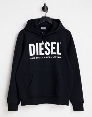 Diesel s-girl large logo overhead hoodie in black