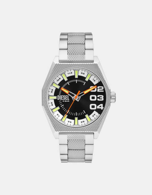 Diesel - Scraper - Montre en acier inoxydable avec mouvement à 3 aiguilles - Argenté
