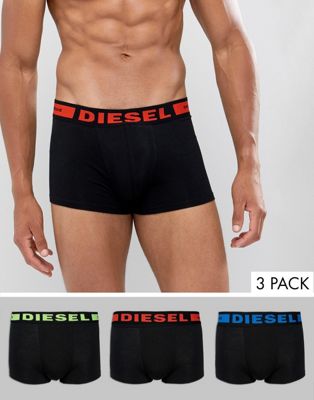 Diesel - Set met 3 boxershorts met neon logo-taille in zwart
