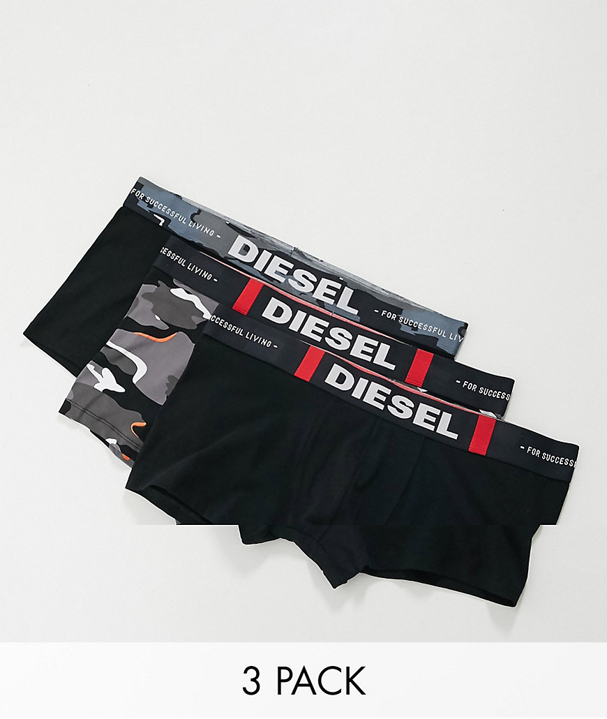 Diesel - Set van 3 boxershorts met camouflageprint in zwart