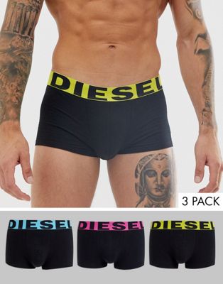 Diesel - Set van 3 boxershorts met contrasterende tailleband in zwart