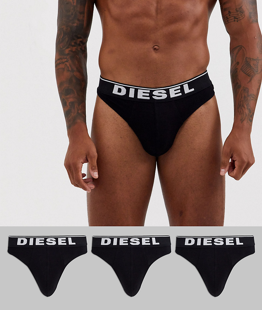 Diesel - Set van 3 tanga's met logo in zwart