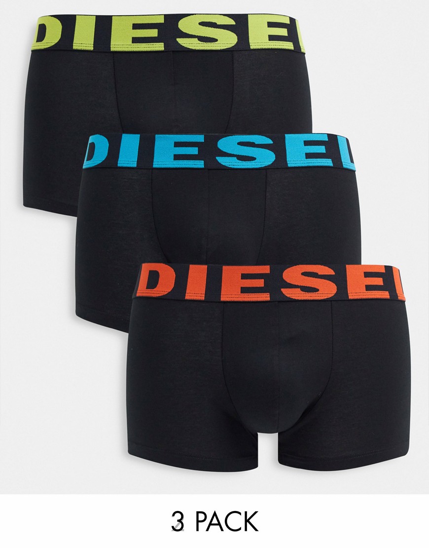 Diesel shawn logo trunks in 3 pack-Black