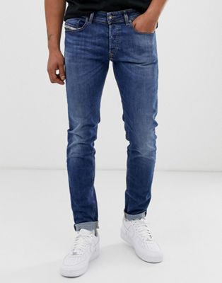 Diesel - Sleenker X - Skinny-fit jeans met stretch in 069FZ mid wash-Blauw