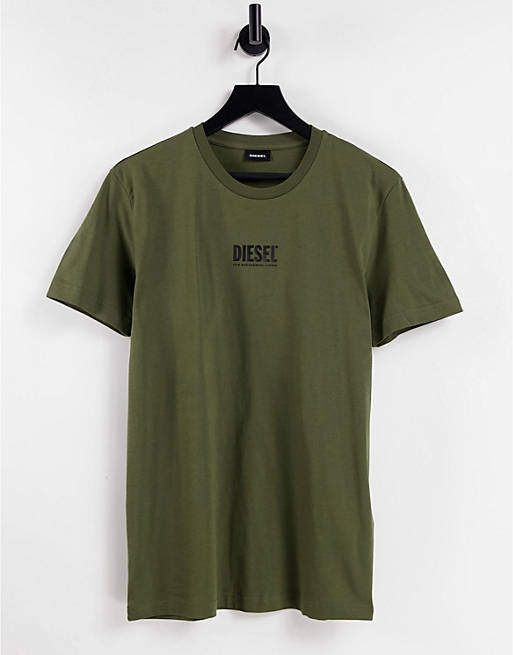 Diesel small logo t-shirt in khaki