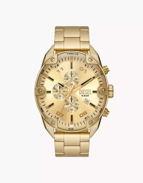 Diesel Spiked chronograph gold-tone stainless steel watch in gold - view 1