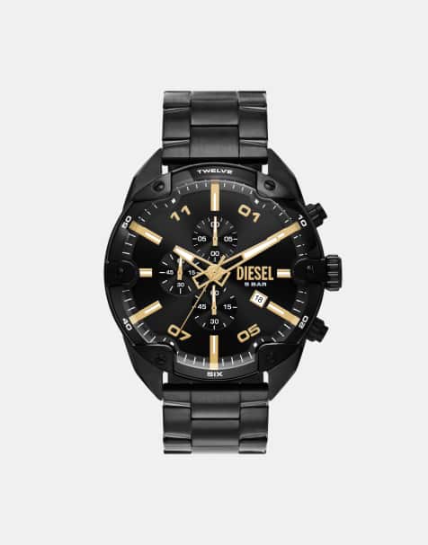 Diesel – Spiked Chronograph – Herren-Uhr aus schwarzem Edelstahl, DZ4644 - view 1