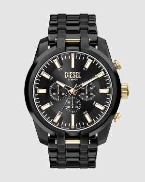 Diesel Split chronograph black stainless steel watch in black