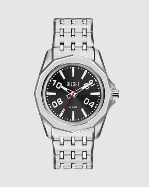 Diesel Stinger Drei-Zeiger-Edelstahl-Uhr in Silber - view 1