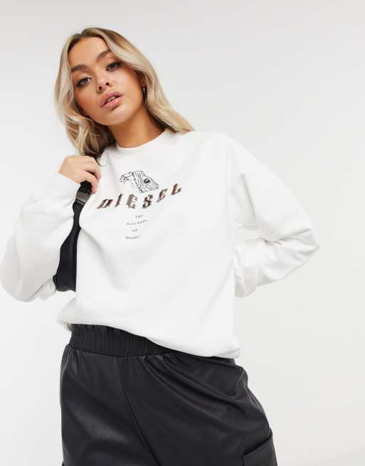 Diesel - Sweatshirt met pythonlogo in wit