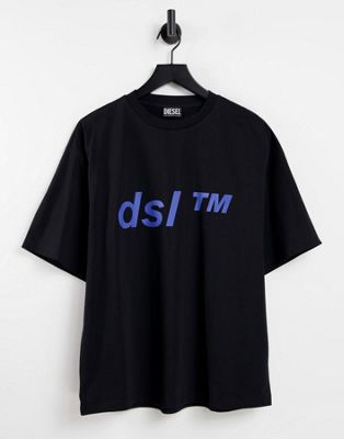 Diesel t-balm dsl logo oversized t-shirt in black