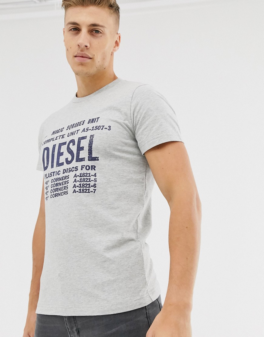 Diesel - T-Diego-B6 - T-shirt grigia con scritta del logo-Grigio