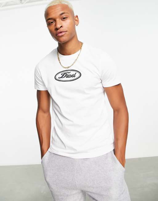 Diesel T Diego circle logo t shirt in white ASOS