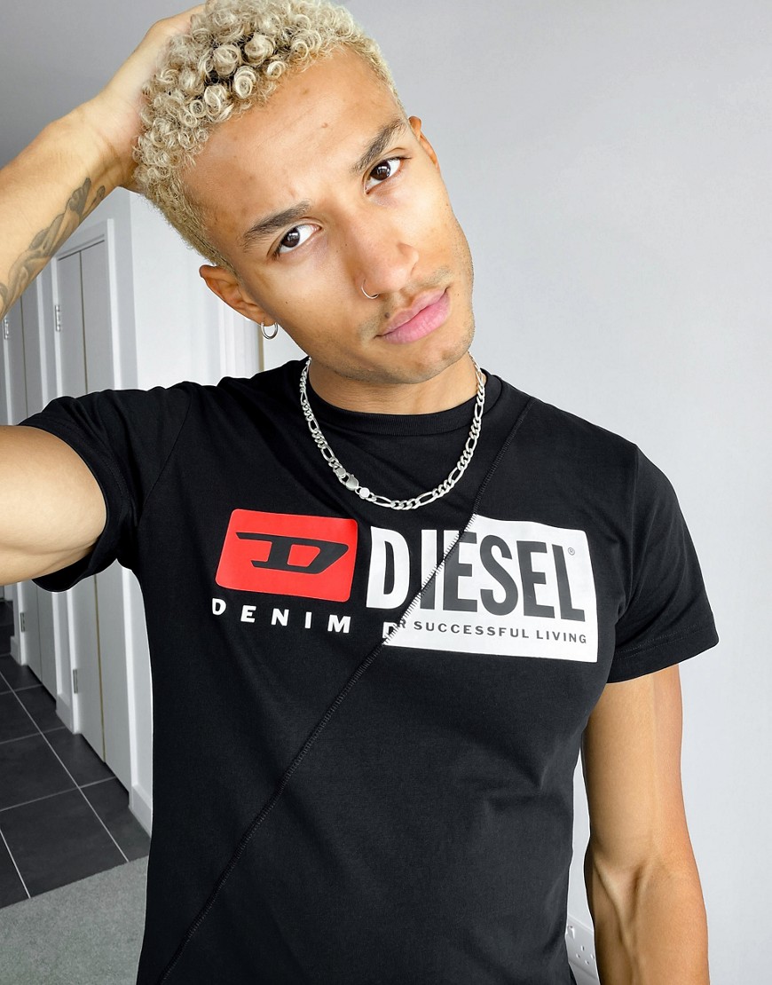 Diesel T-Diego-Cuty split logo t-shirt in black