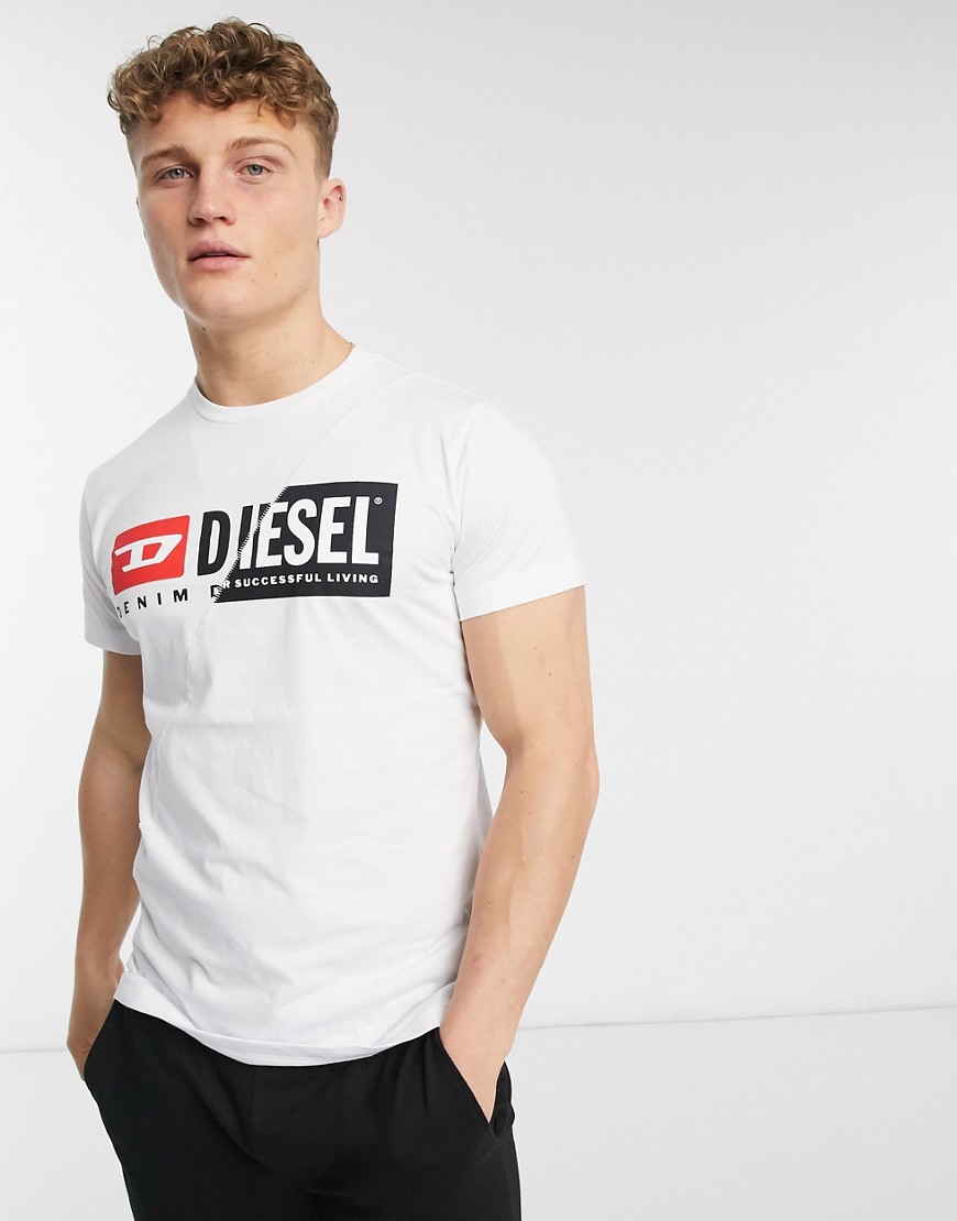 Diesel T-Diego-Cuty split logo t-shirt in white