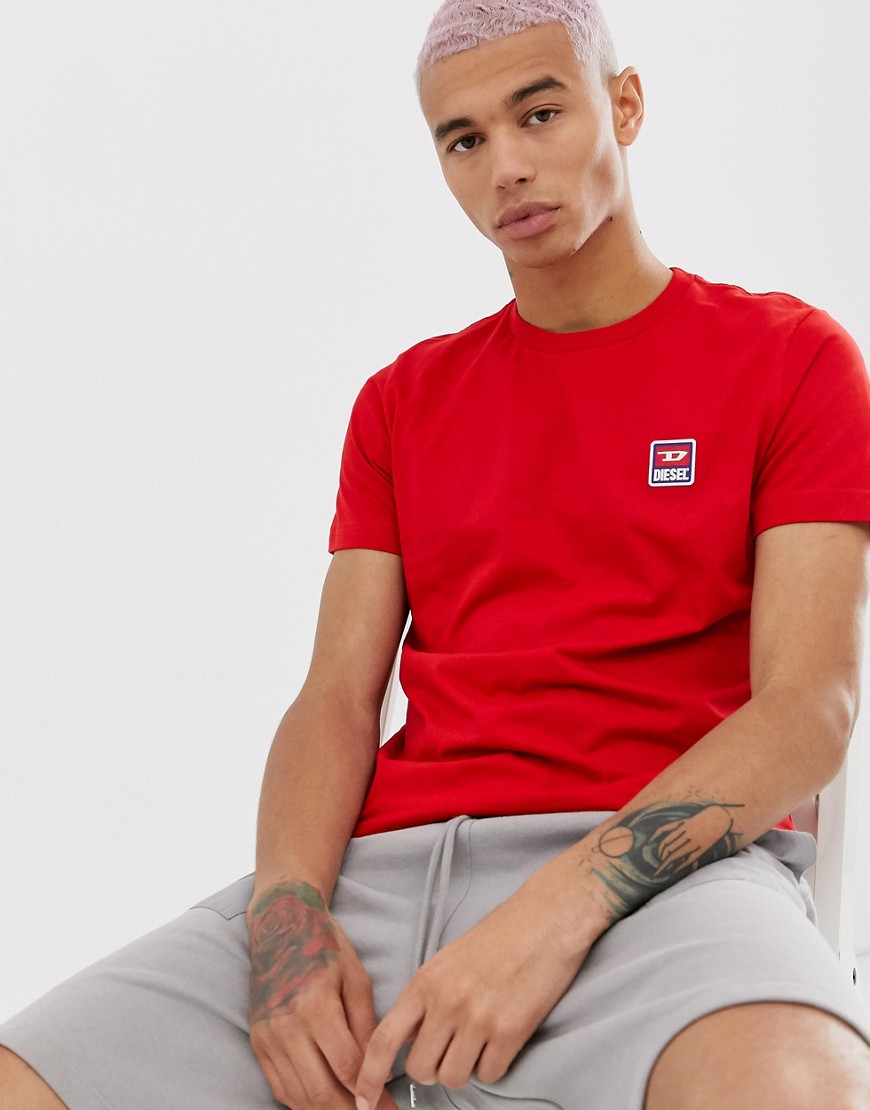 Diesel - T-Diego Div - T-shirt rossa con logo-Rosso