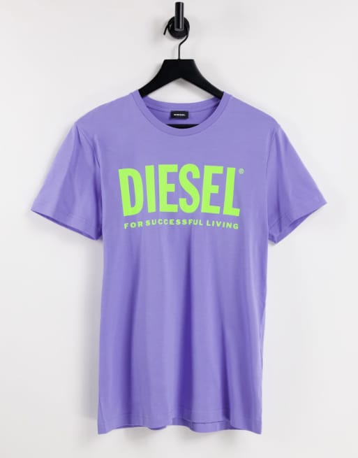 Diesel t-diego-logo t-shirt in purple