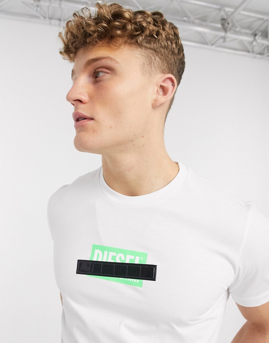 Diesel - T-Diego-S7 - T-shirt met neon logo in wit