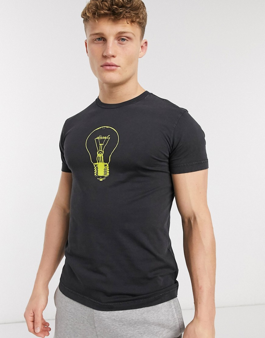 Diesel T-Diego-S9 lightbulb logo t-shirt in black