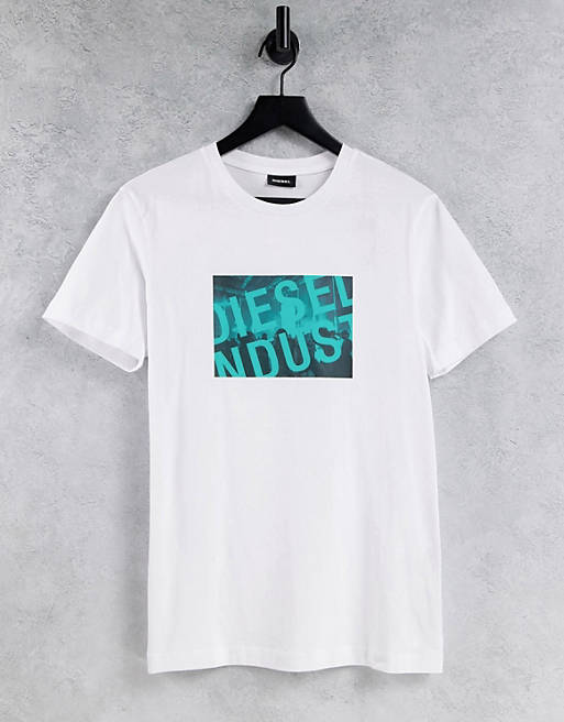 Men Diesel t-diegos-k16 patch logo t-shirt in white 