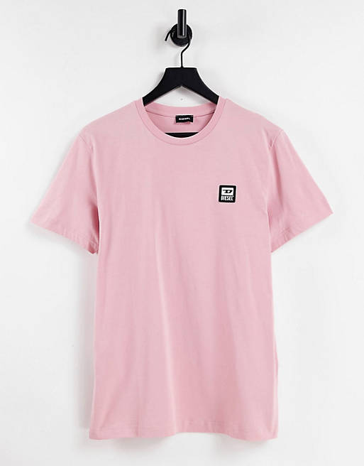 Diesel t-diegos-k30 small logo t-shirt in pink