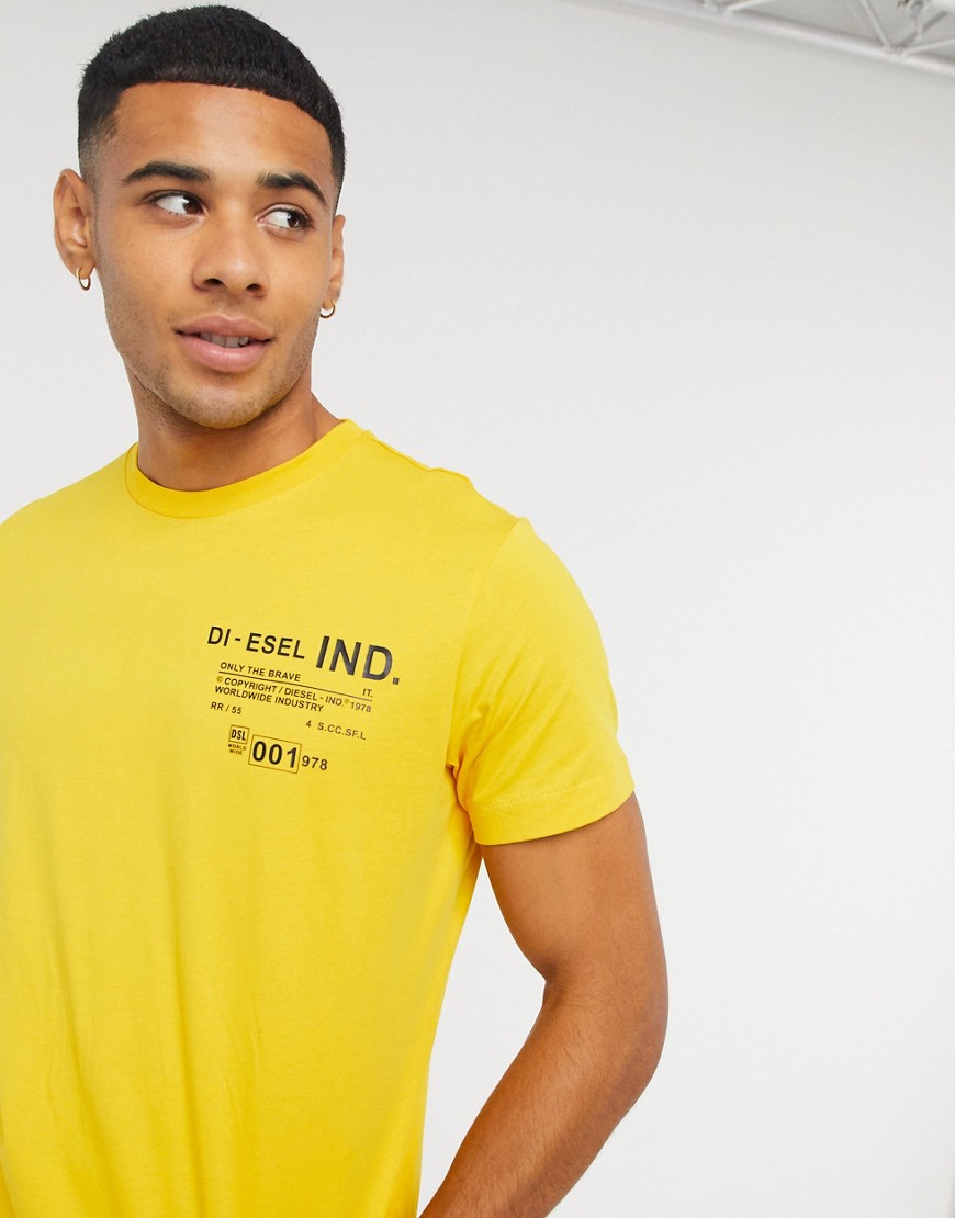 Diesel T-Diegos-N21 industry logo t-shirt with back print in yellow