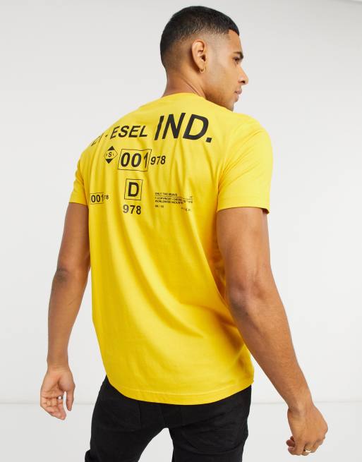 Diesel T Diegos N21 industry logo t shirt with back print in yellow