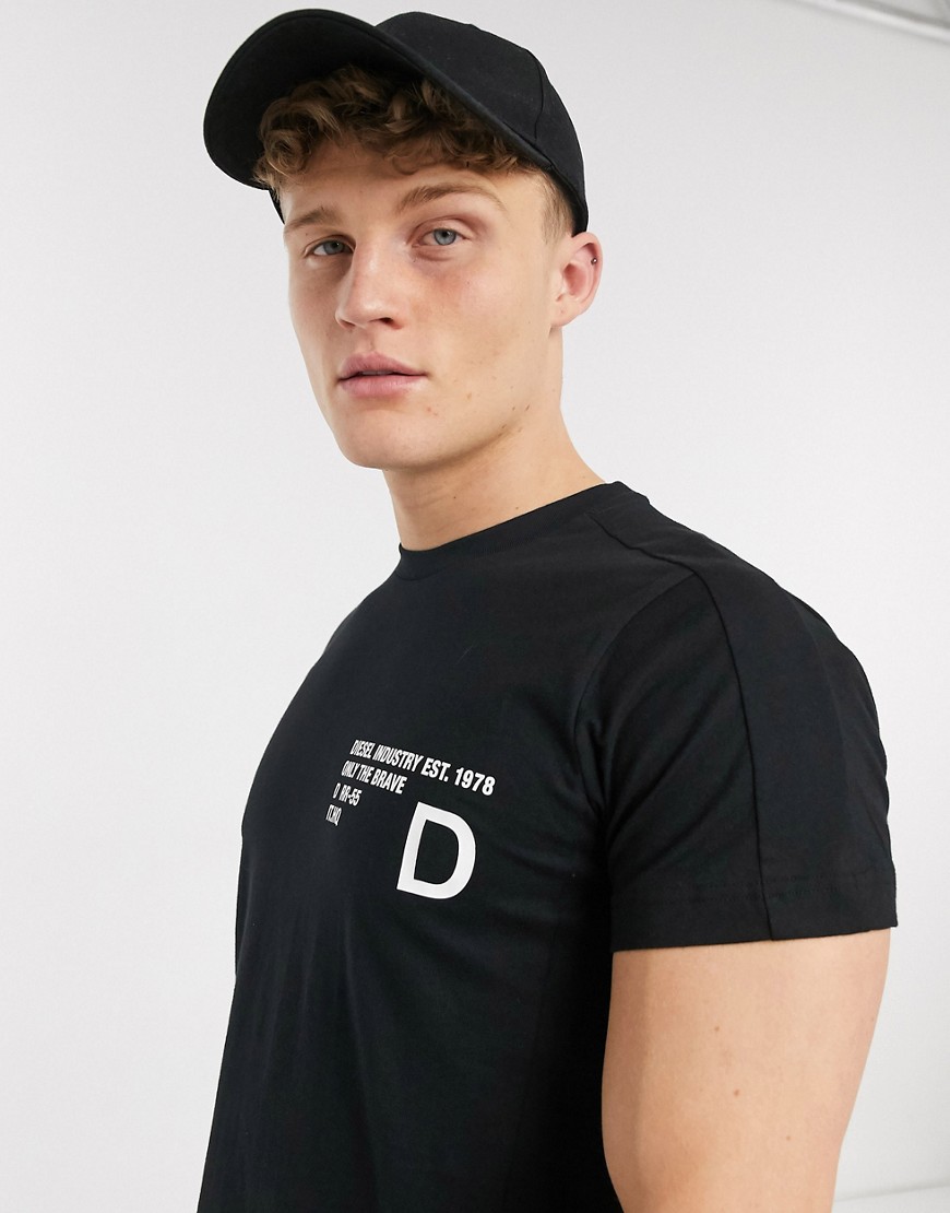 Diesel T-Hover industry logo t-shirt in black